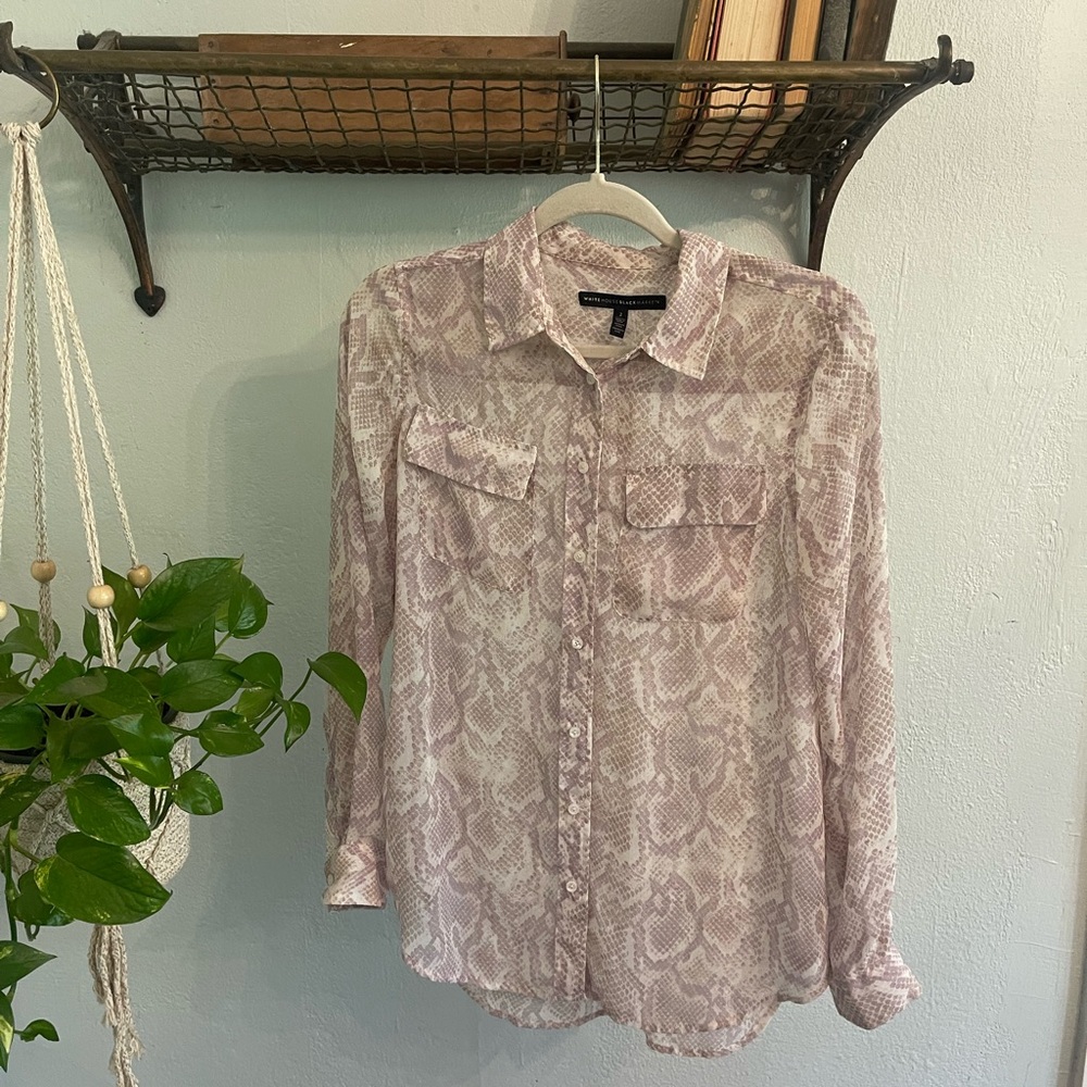 White House Black Market Snake Print Blouse